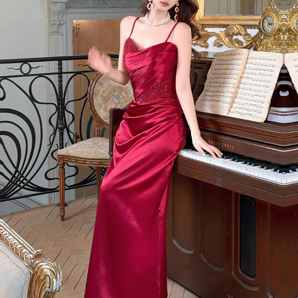 Natalia Elegant Draped Corset with Lace Detail Evening Dress - Image 11