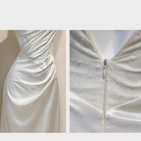 Natalia Elegant Draped Corset with Lace Detail Evening Dress - Image 9