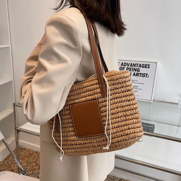 Natalie Rattan Woven Straw Tote Bag - Image 3