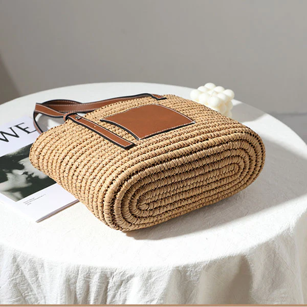 Natalie Rattan Woven Straw Tote Bag - Image 4