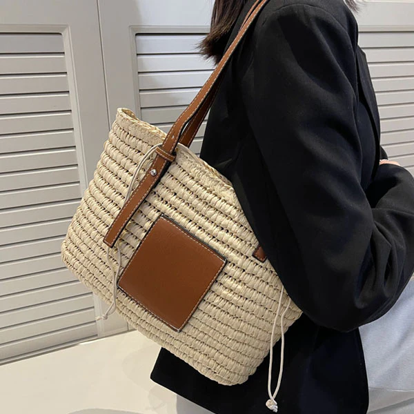 Natalie Rattan Woven Straw Tote Bag - Image 6