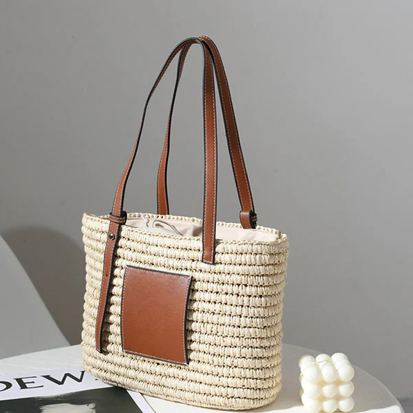 Natalie Rattan Woven Straw Tote Bag - Image 7