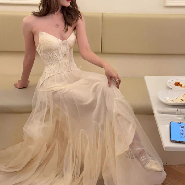 Natalie Romantic Lace Floral Corset Tulle Evening Dress - Image 10