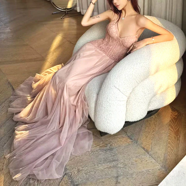 Natalie Romantic Lace Floral Corset Tulle Evening Dress - Image 2