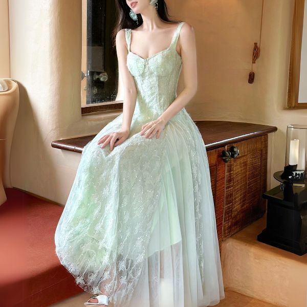 Nerina Pastel Mint Floral Embroidered Dress - Image 4