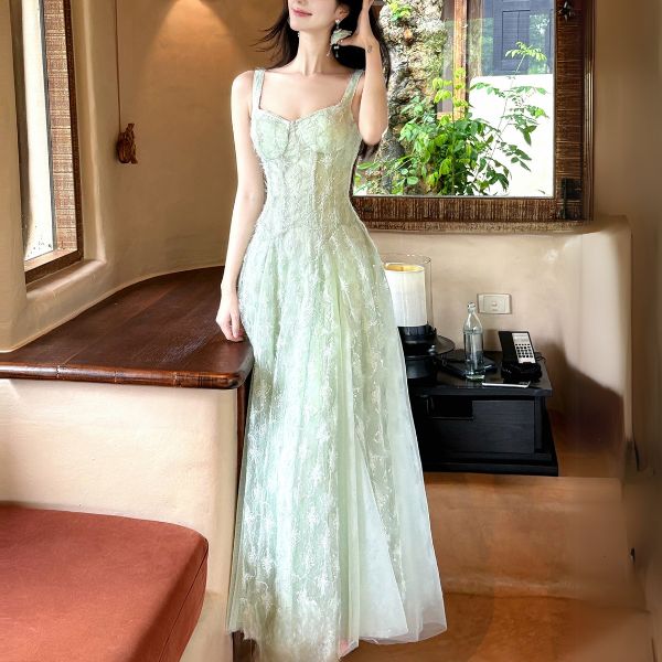 Nerina Pastel Mint Floral Embroidered Dress - Image 6