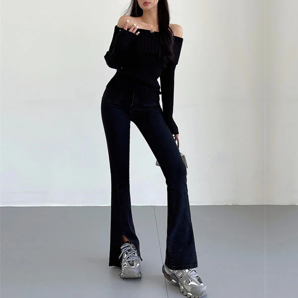 Nico Off The Sholder Ribbed Knit Sweater - Image 10