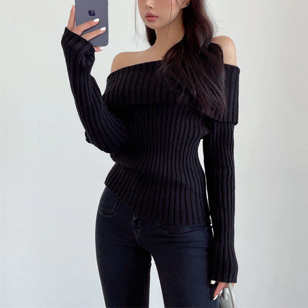 Nico Off The Sholder Ribbed Knit Sweater - Image 11