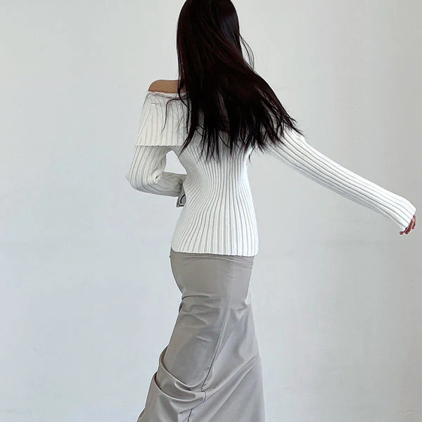 Nico Off The Sholder Ribbed Knit Sweater - Image 4