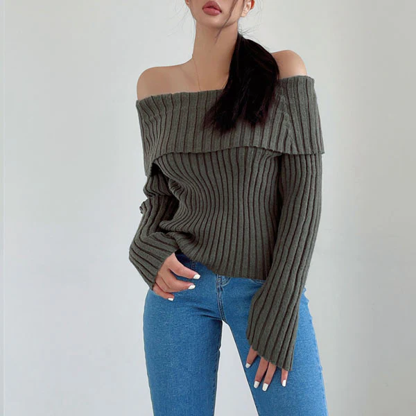 Nico Off The Sholder Ribbed Knit Sweater - Image 5