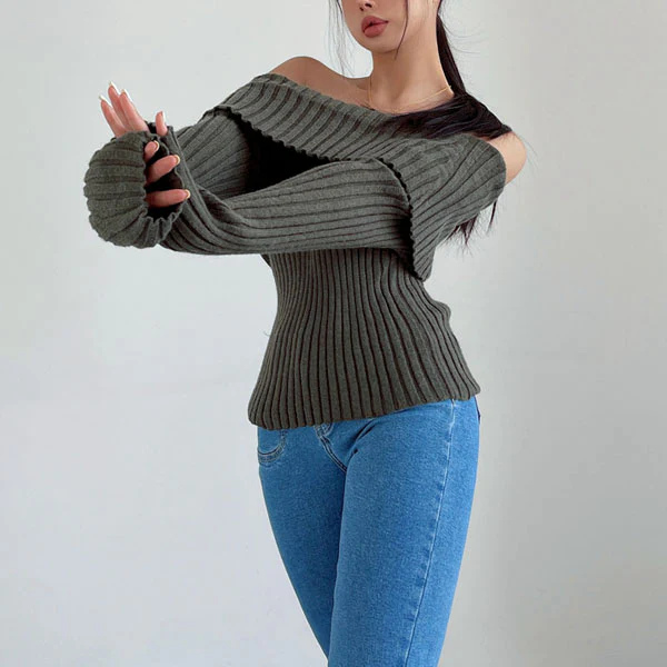 Nico Off The Sholder Ribbed Knit Sweater - Image 6