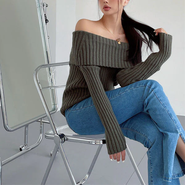 Nico Off The Sholder Ribbed Knit Sweater - Image 8