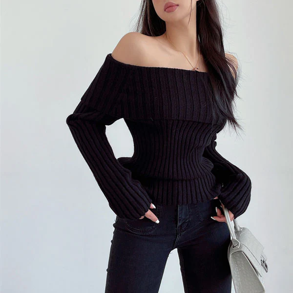 Nico Off The Sholder Ribbed Knit Sweater - Image 9