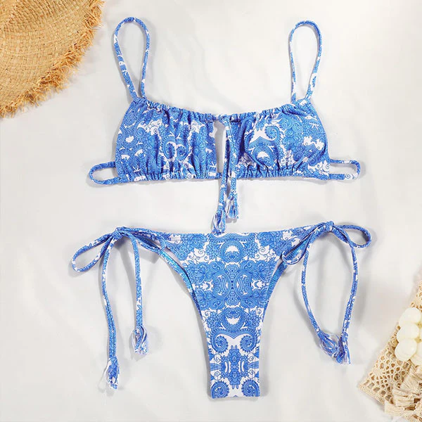 Niki Floral Print Bandeau Bikini - Image 11