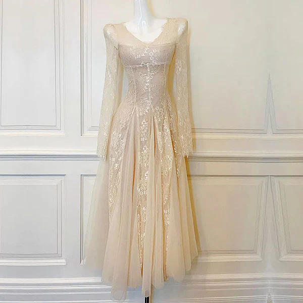 Nysa Ethereal Long Sleeve Lace Flare Dress - Image 6