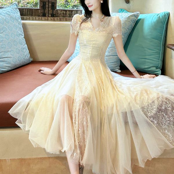 Nysa Ethereal Short Sleeve Lace Flare Dress - Image 2