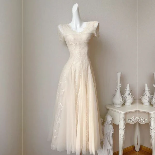 Nysa Ethereal Short Sleeve Lace Flare Dress - Image 7