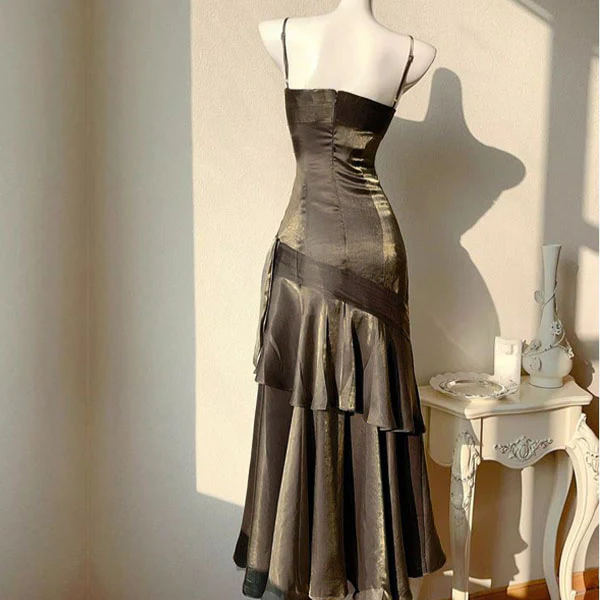 Pamela Dark Chrome Enchanting Ruffled Tiered Maxi Dress - Image 9