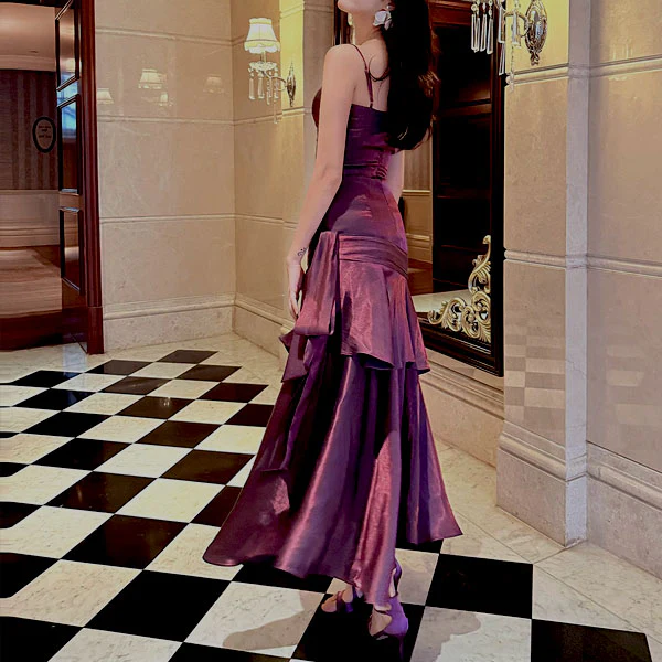 Pamela Dark Mauve Enchanting Ruffled Tiered Maxi Dress - Image 2