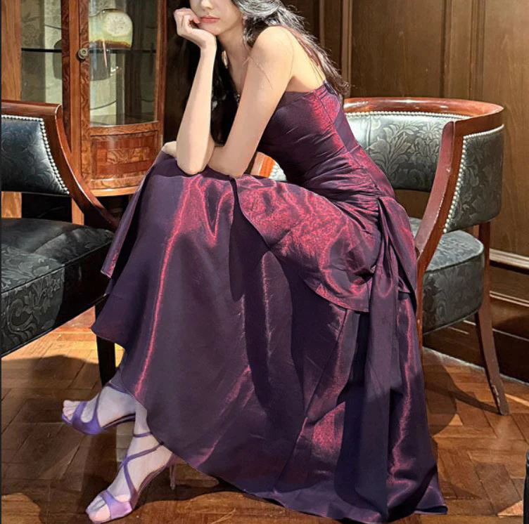 Pamela Dark Mauve Enchanting Ruffled Tiered Maxi Dress - Image 3