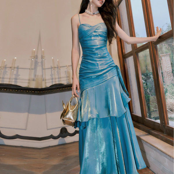 Pamela Glacier Blue Enchanting Ruffled Tiered Maxi Dress - Image 4