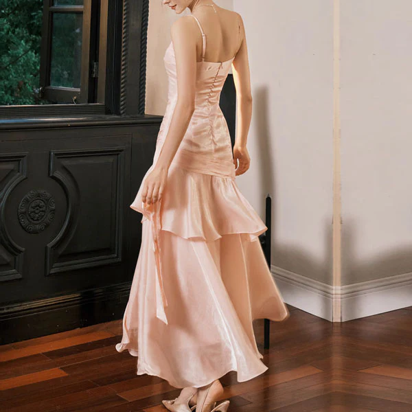 Pamela Pastel Pink Enchanting Ruffled Tiered Maxi Dress - Image 2