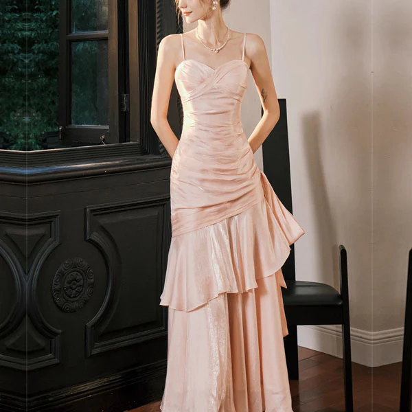 Pamela Pastel Pink Enchanting Ruffled Tiered Maxi Dress - Image 4