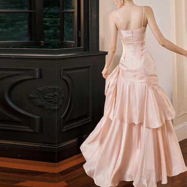 Pamela Pastel Pink Enchanting Ruffled Tiered Maxi Dress - Image 5