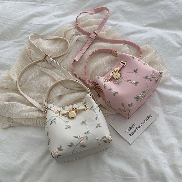 Rae Floral Embroidery Bucket Handbag - Image 11