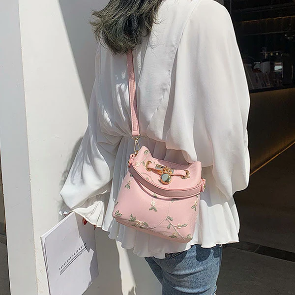 Rae Floral Embroidery Bucket Handbag - Image 13