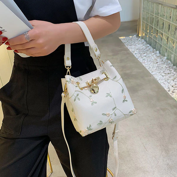 Rae Floral Embroidery Bucket Handbag - Image 2