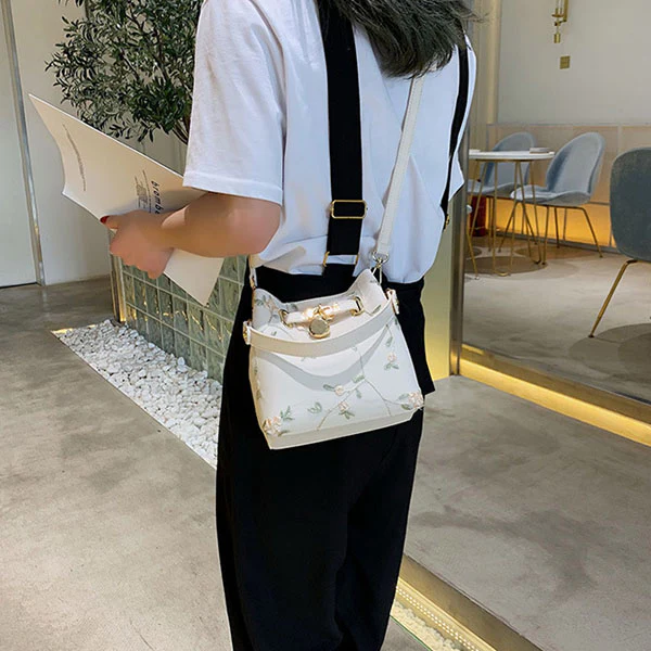 Rae Floral Embroidery Bucket Handbag - Image 3