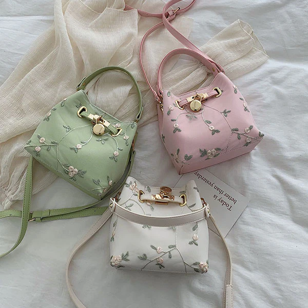 Rae Floral Embroidery Bucket Handbag - Image 4