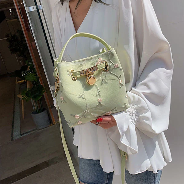 Rae Floral Embroidery Bucket Handbag - Image 5
