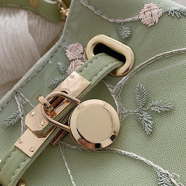 Rae Floral Embroidery Bucket Handbag - Image 8