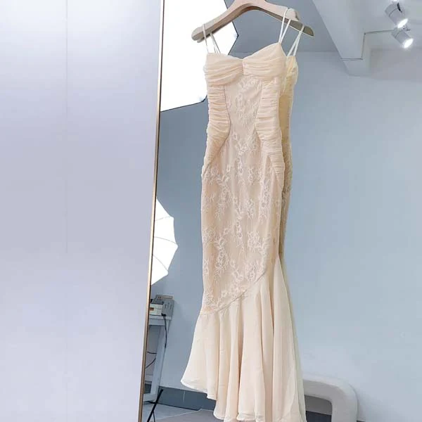 Regina Ivory Floral Embroidered Lace Ruched Maxi Dress - Image 6
