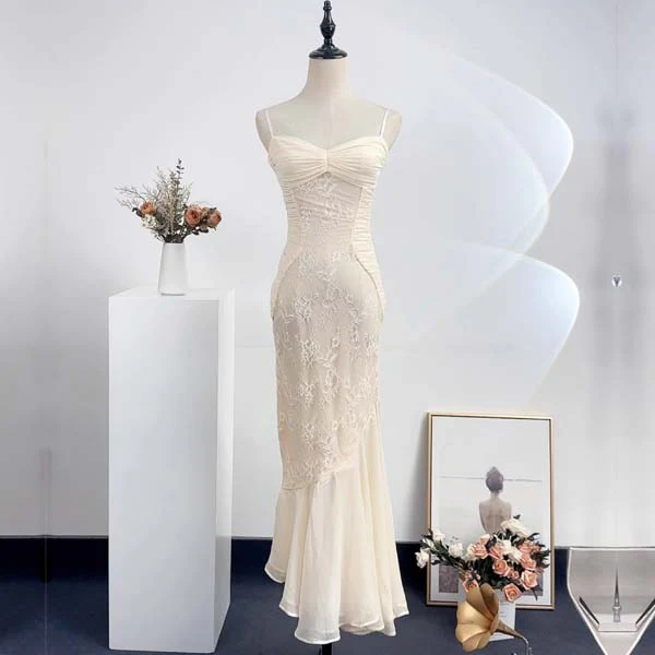 Regina Ivory Floral Embroidered Lace Ruched Maxi Dress - Image 7
