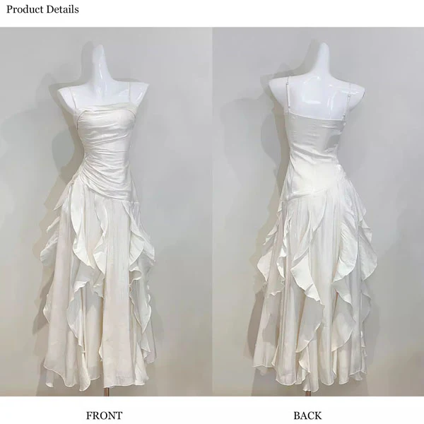 Rochelle Elegant Spaghetti Strap Ruffles Evening Dress - Image 10