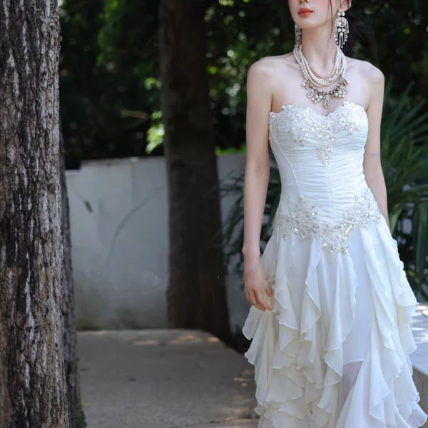 Rosa Ethereal Lace Corset Ruffle Party Dress - Image 10