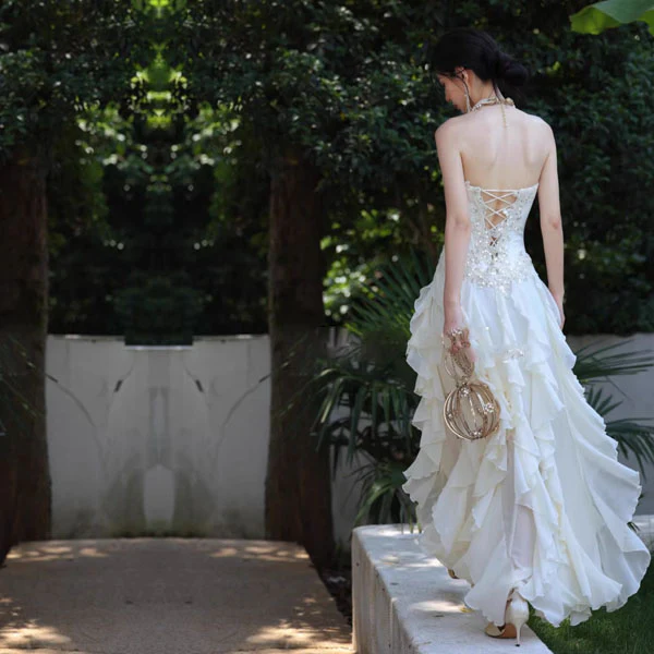 Rosa Ethereal Lace Corset Ruffle Party Dress - Image 2