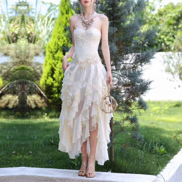 Rosa Ethereal Lace Corset Ruffle Party Dress - Image 3