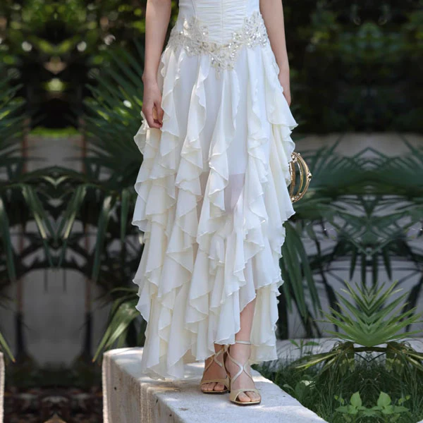 Rosa Ethereal Lace Corset Ruffle Party Dress - Image 6