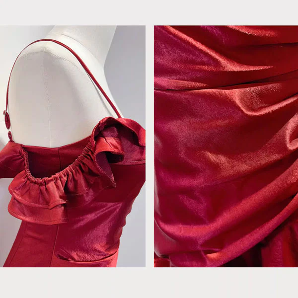 Rosaire Elegant Scarlet Off-Shoulder Ruffles Evening Dress - Image 8