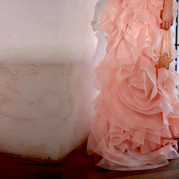 Rosalie Baby Pink Strapless Rose Tiered Gown - Image 7