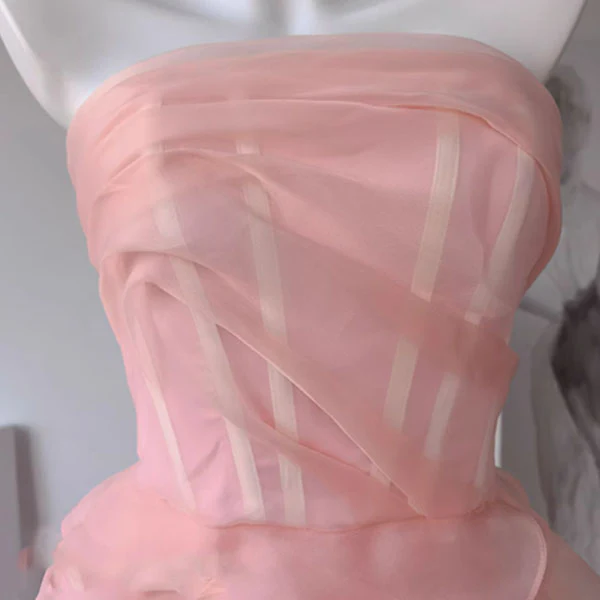 Rosalie Baby Pink Strapless Rose Tiered Gown - Image 9
