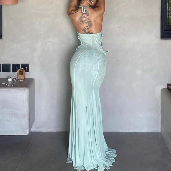 Rosie Sophistication Halter Mermaid Maxi Dress - Image 5