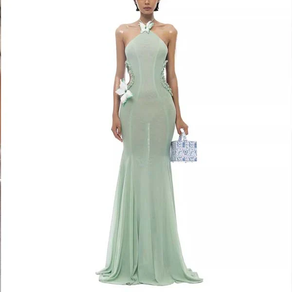 Rosie Sophistication Halter Mermaid Maxi Dress - Image 8