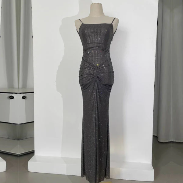 Roxanne Shimmering Rhinestone Ruched Bodycon Evening Dress - Image 16