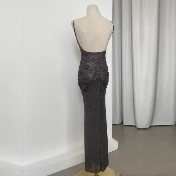 Roxanne Shimmering Rhinestone Ruched Bodycon Evening Dress - Image 17