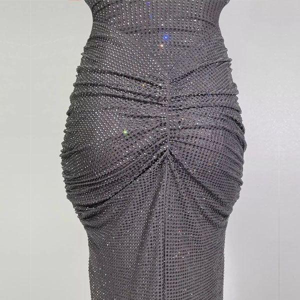 Roxanne Shimmering Rhinestone Ruched Bodycon Evening Dress - Image 19